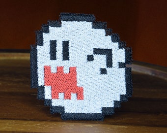 inspired 8 Bit Shiny Metallic Embroidery Super mario bros Mario 1up mushroom Iron on patch