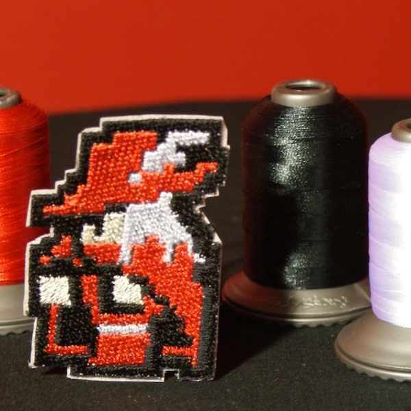 8 Bit Final Fantasy Red Mage Shiny Metallic Embroidery Iron On Patch