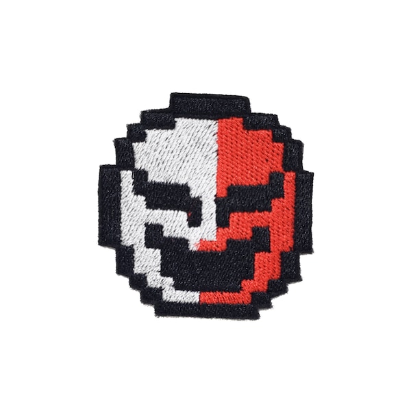 Phanto Mask - Iron on patch  - Shiny Metallic Embroidery. Super mario bros. inspired