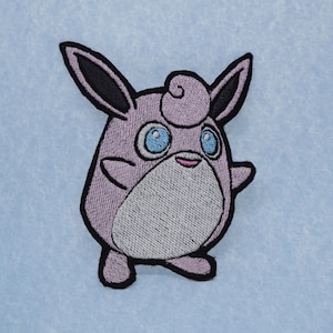 Wigglytuff - Iron on patch - Shiny Metallic Embroidered.   Pokemon patch.