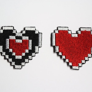 Zelda Heart Container - 8 Bit Iron on Patch - Shiny Metallic