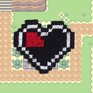 Partial Heart Container - Zelda: Links awakening inspired embroidery - Iron on patch - Shiny Metallic.