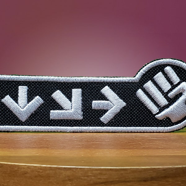 Down Forward Punch  - Shiny Metallic Embroidery Iron On patch.