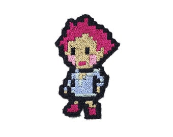 Kumatora - Iron on patch - Shiny Metallic Embroidered.   Mother 3 patch.