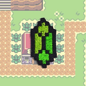 Rupee - Zelda: Links Awakening geïnspireerd borduurwerk - Opstrijkbare patch - Glanzend metallic.