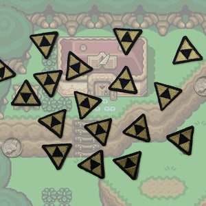 Miniature Triforce Shiny Metallic Embroidery Iron On patch. Legend of Zelda.