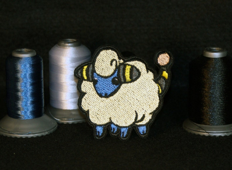 Mareep Shiny Metallic Embroidery iron on patch. Pokemon patch. image 1