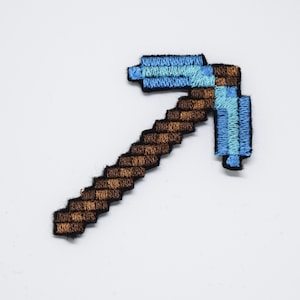 Pixel art Diamond Pick - Shiny Metallic Embroidery iron on patch.