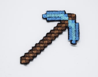 Pixel Art Diamant Pick - Shiny Metallic Stickerei Aufnäher.