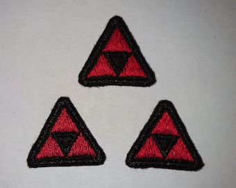 Miniature Red Triforce Shiny Metallic Embroidery Iron On patch. Legend of Zelda.
