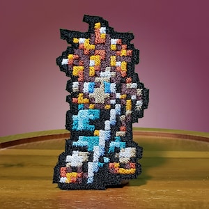 Crono Patch -  Chrono Trigger Inspired Pixel art Iron On patch - Shiny Metallic Embroidery.