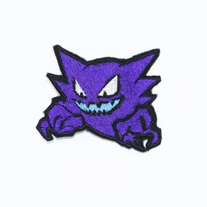 Haunter - Shiny Colorway -  Metallic Embroidery iron on patch. Pokemon patch.