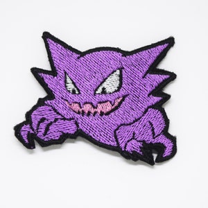 Haunter - Metallic Embroidery iron on patch. Pokemon patch.