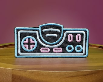 Neon Turbo Grafx Controller Patch - 90s Retro - Embroidered Iron-on.