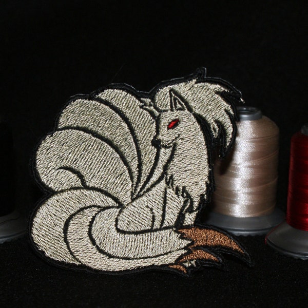 Ninetails - Iron on patch - Shiny Metallic Embroidered.   Pokemon patch.