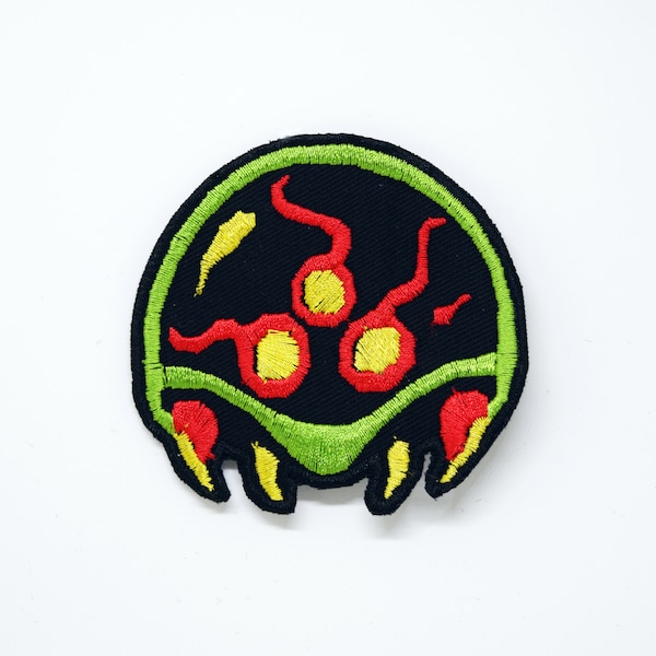 Metroid - Iron on patch - Shiny Metallic Embroidered.