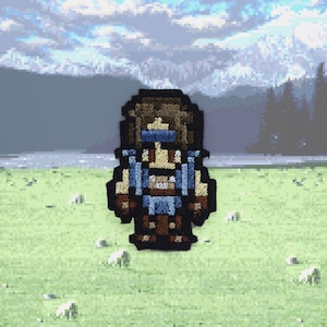 Locke Cole - Pixelart Final Fantasy 6 - Shiny Metallic Embroidery Iron On patch.