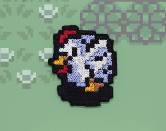 Cucco - Iron on Legend of Zelda patches - Shiny Metallic Embroidery.