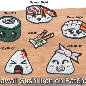 Adorable Sushi Patches - Kawaii -  Shiny Metallic Iron on patches