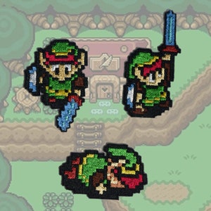 Link - Zelda: A Link to the Past - Shiny Metallic Embroidery iron on patches.