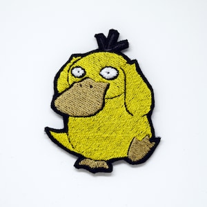 Psyduck - Iron on patch - Shiny Metallic Embroidered.   Pokemon patch.