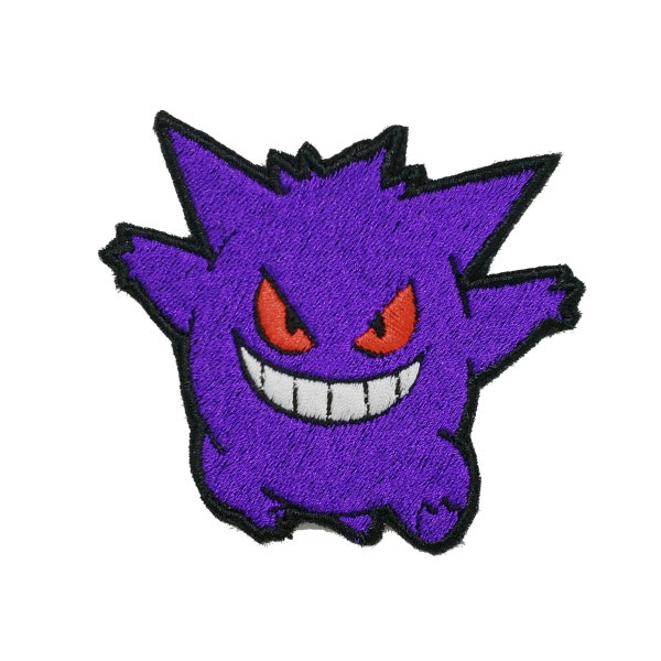 Gengar - Iron on patch - Shiny Metallic Embroidered.   Pokemon patch.