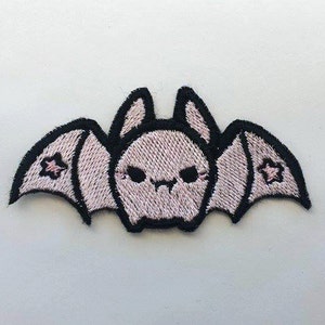 Evil bat with stars - Pastel pink - Shiny Kawaii Fairy Kei Iron on patch