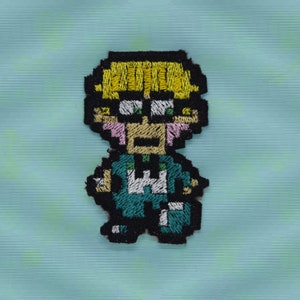 Jeff - Iron on patch - Shiny Metallic Embroidered.   Earthbound patch.
