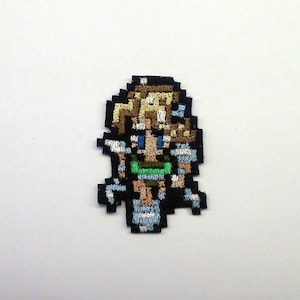 Celes - Pixelart Final Fantasy 6 - Shiny Metallic Embroidery Iron On patch.