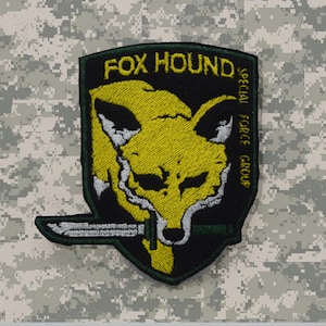Fox Hound Shiny Metallic Embroidery patch. Metal gear solid iron on patch.