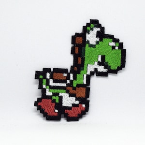 Yoshi - Iron on patch - Shiny Metallic Embroidered.