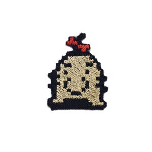 Mr Saturn - Iron on patch - Shiny Metallic Embroidered.   Earthbound patch.