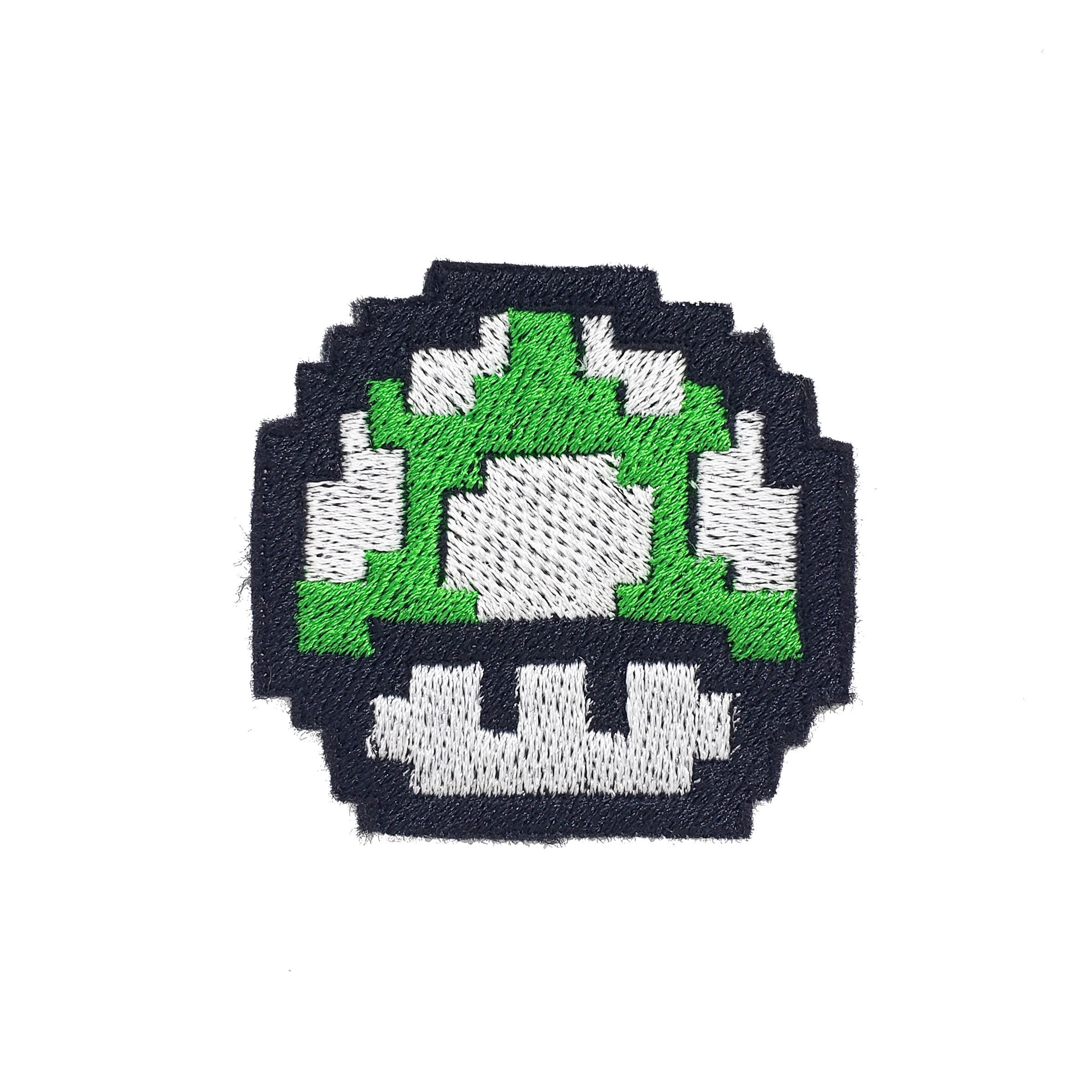 Mario 1up Mushroom - Iron on Patch - 8 Bit Shiny Metallic