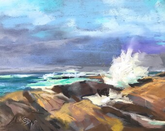 Pastel, enmarcado, día tormentoso en Point Lobos