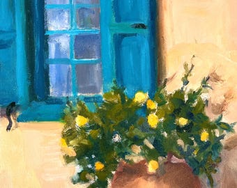 Limonero con ventana azul