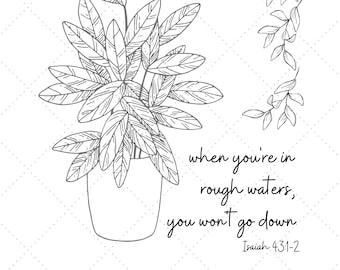 Coloring Page - Isaiah 43:1-2 bible verse