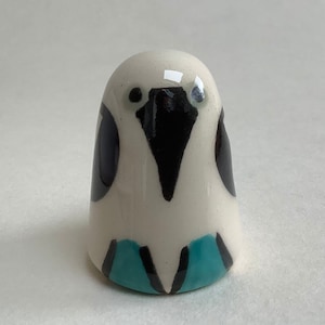 Blue Footed Boobie bird pottery gift. Thrown on the potter’s wheel, hand painted, and fired in the kiln by me. I hope you like it!