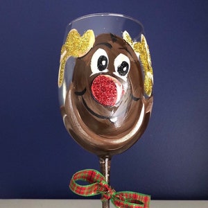 Christmas Rudolf Reindeer glass