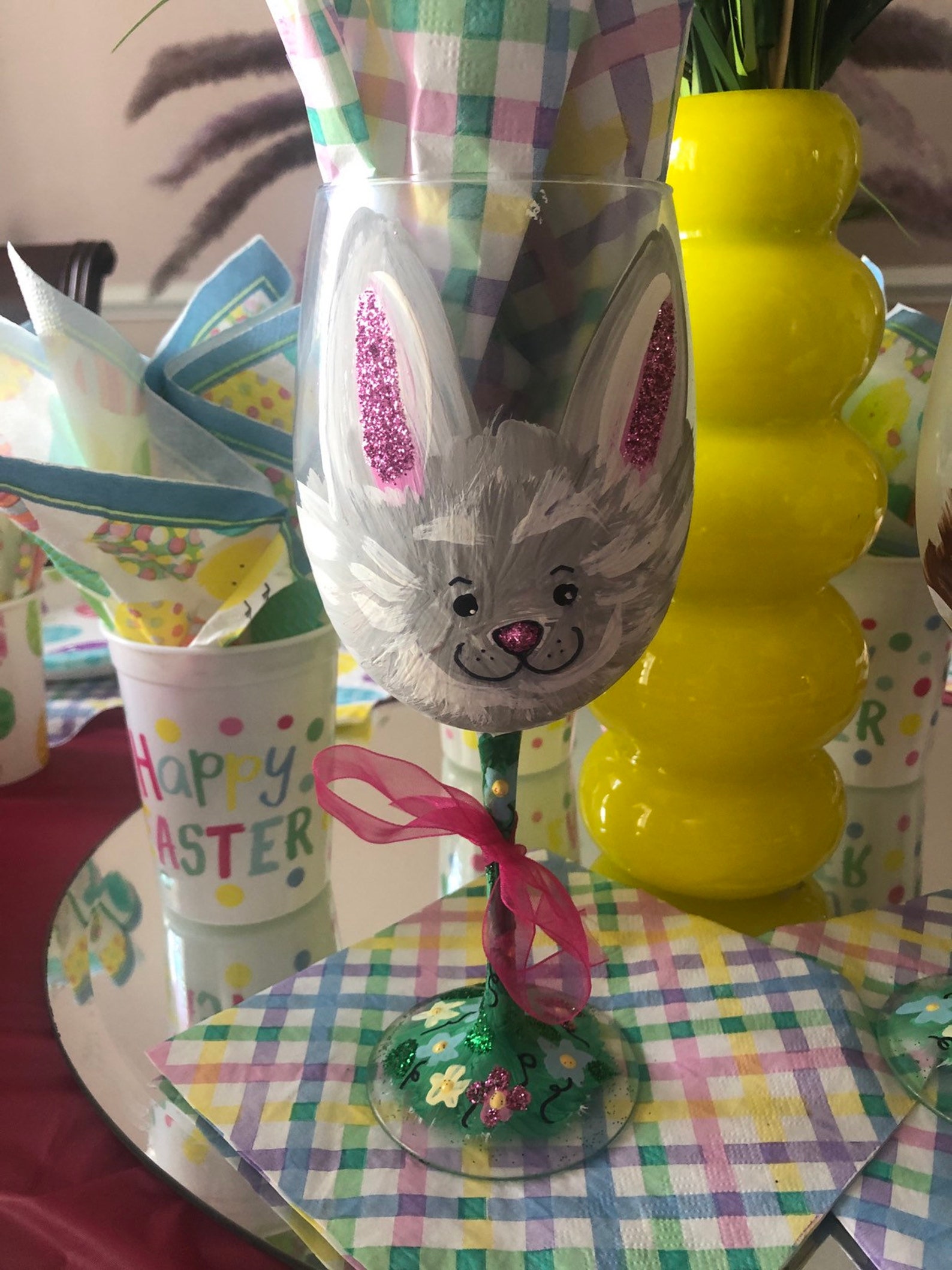 Easter wine glasses Etsy