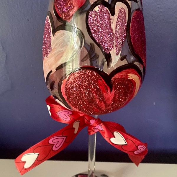 Valentine Love Heart glass