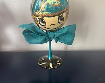 Miami Dolphins Handpsinted Glass
