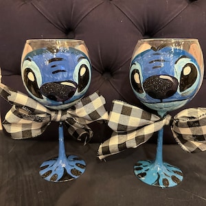 Cute Stitch Alien Handpsinted Glass