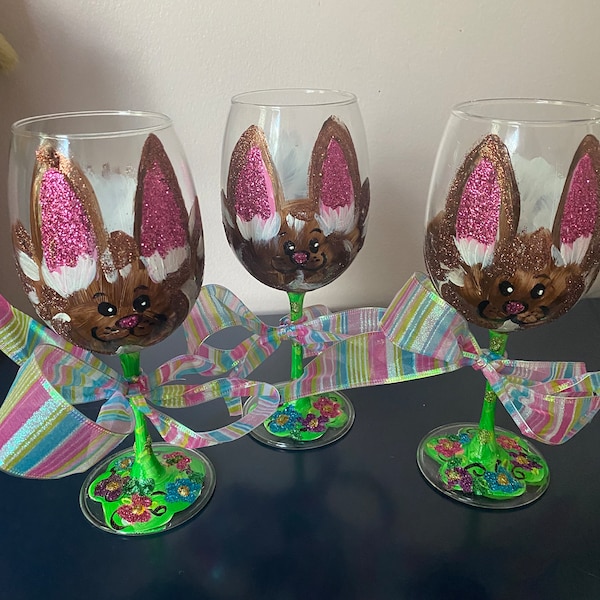 Easter bunny wine glasses