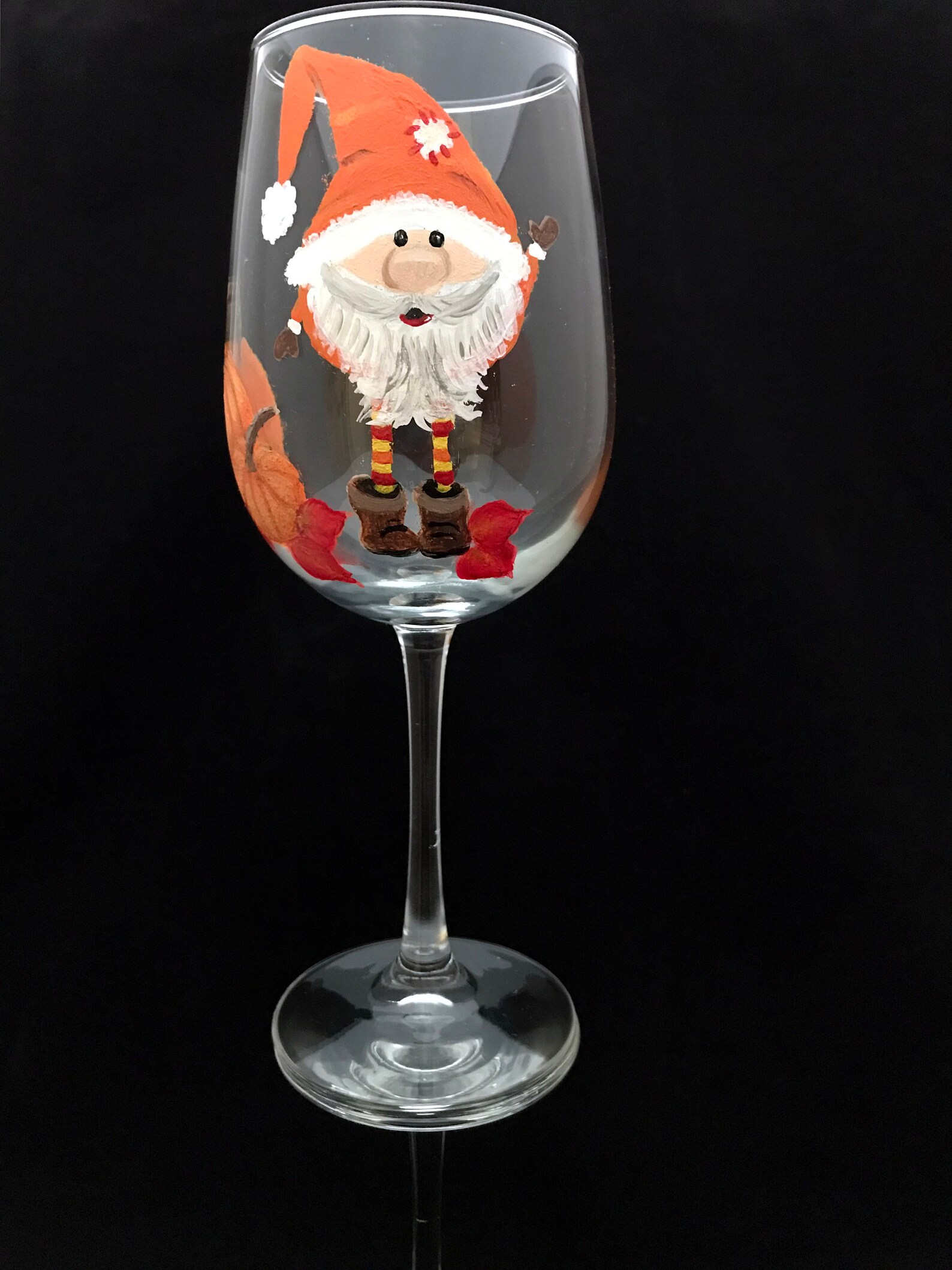 Fall Gnome Wine Glasses Hand Painted Fall Wine glasses Etsy