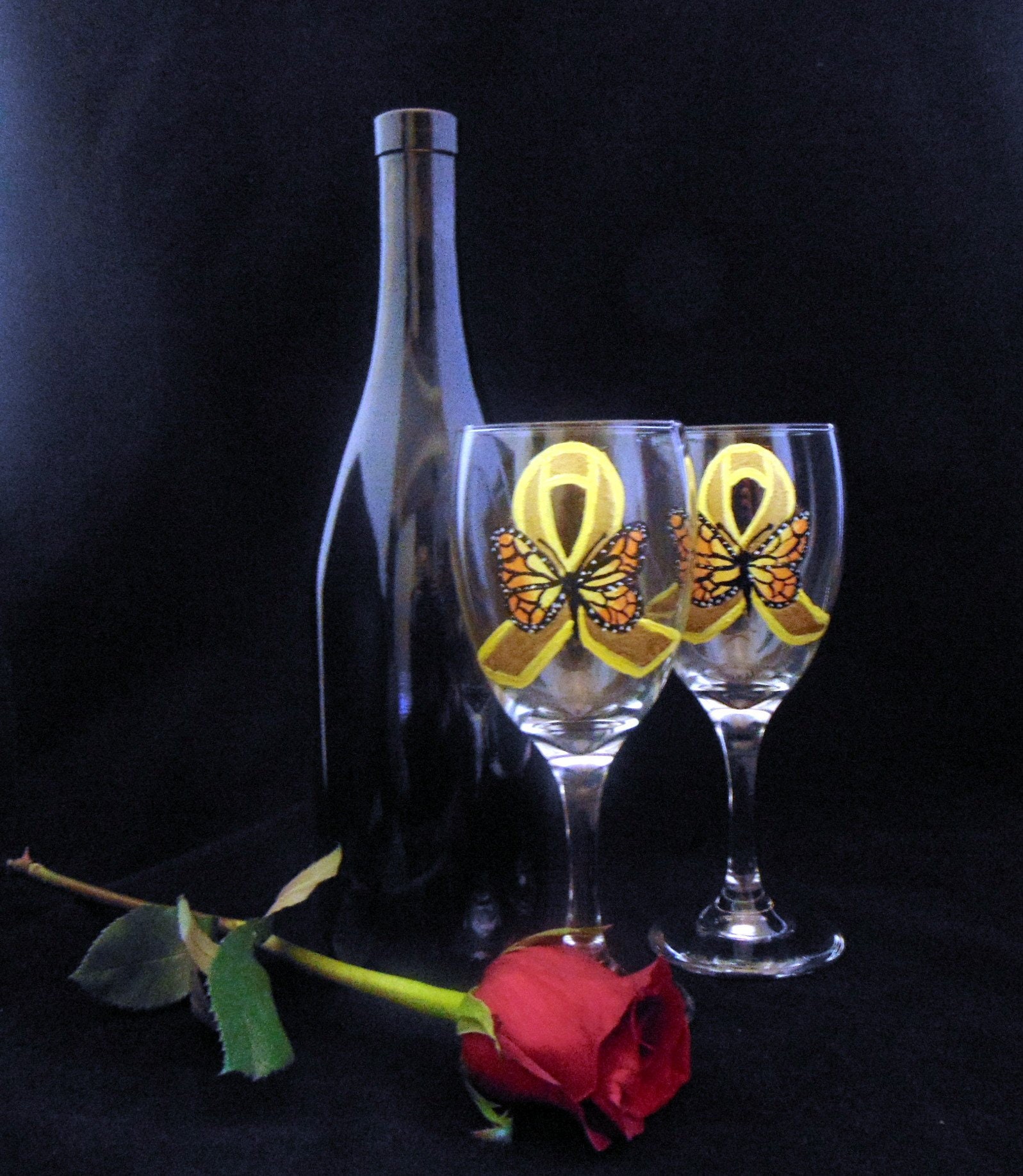 Awareness Ribbon Wine Glass Childhood Cancer Wine Glass Hand