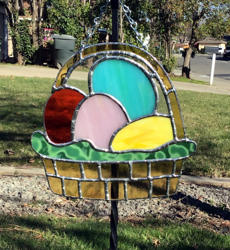 Easter Basket Suncatcher Stained Glass Easter Suncatcher Etsy
