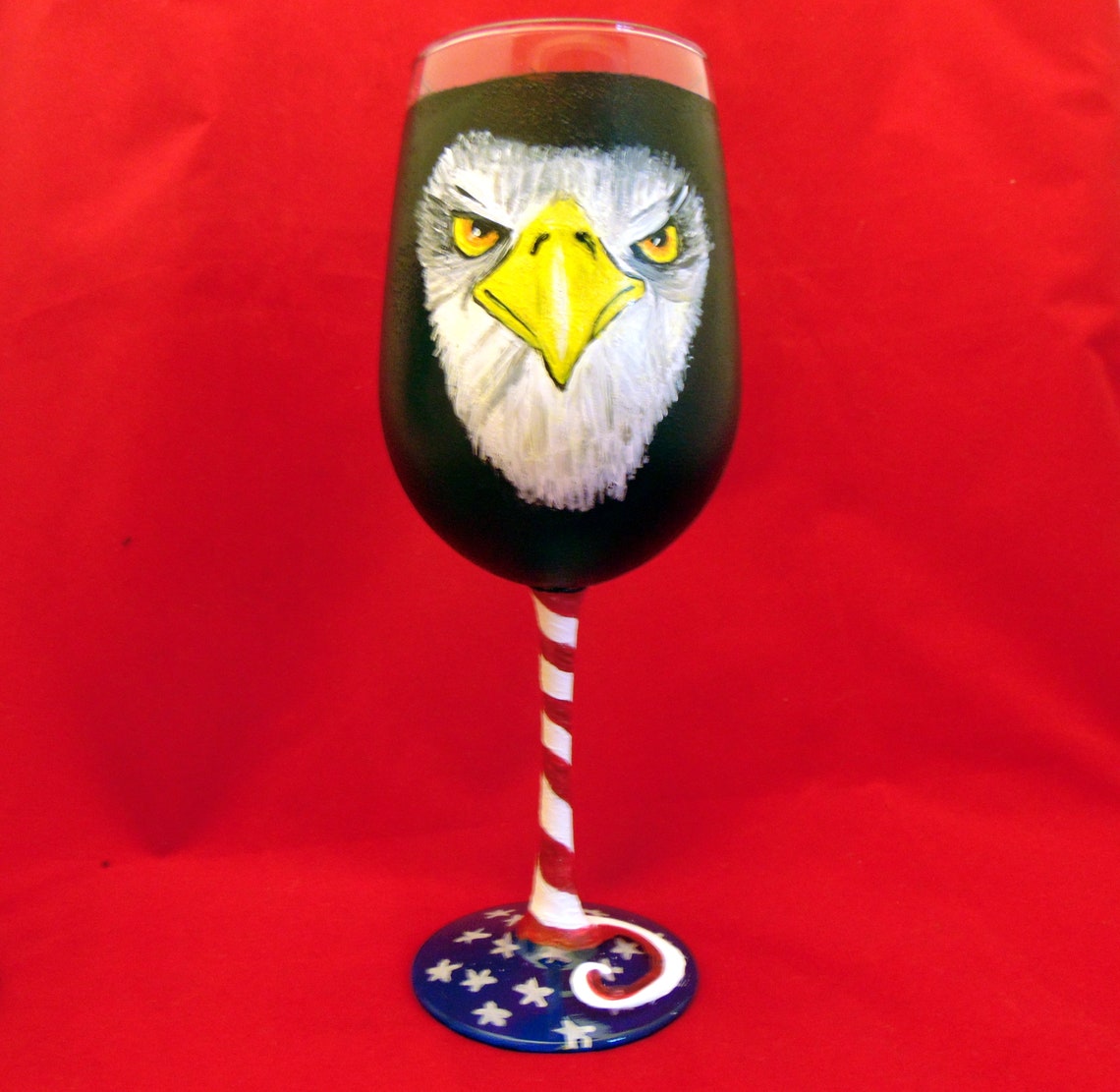 Eagle Wine glass Hand painted Large 18.5oz wine glass Etsy