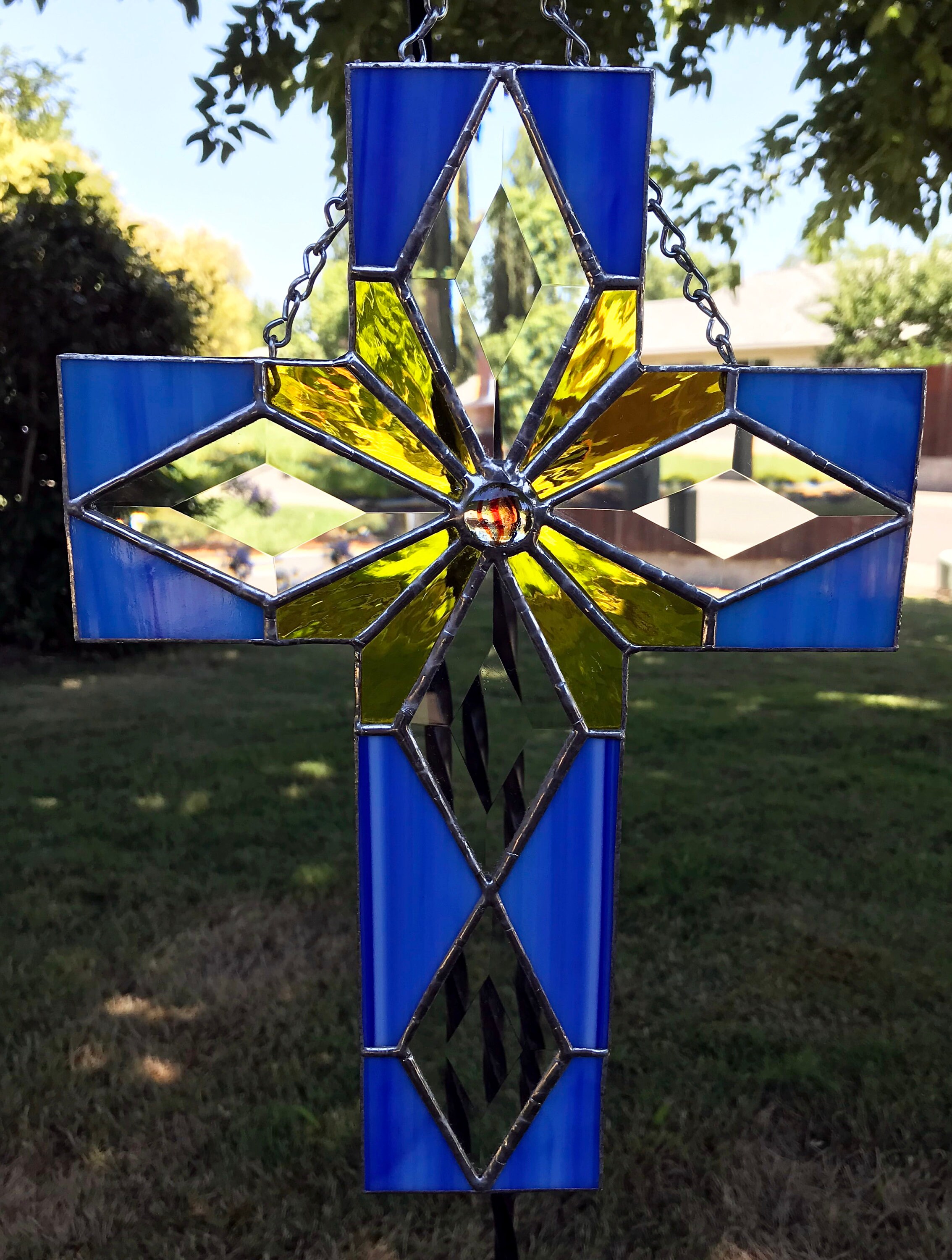 Cross Suncatcher Stained Glass Cross Stained Glass Tiffany Etsy