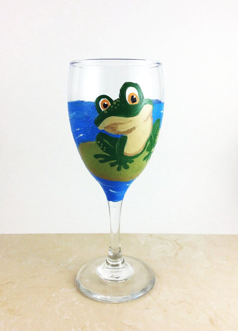 Frog Wine Glasses Hand Painted wine glasses 10.25oz. Etsy