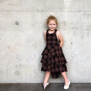 Girls Black Gingham Plaid Christmas and Birthday Party Dress